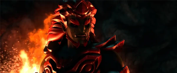 Demon character in fiery scene from "Legend of Thai Boxing 9: Satria".