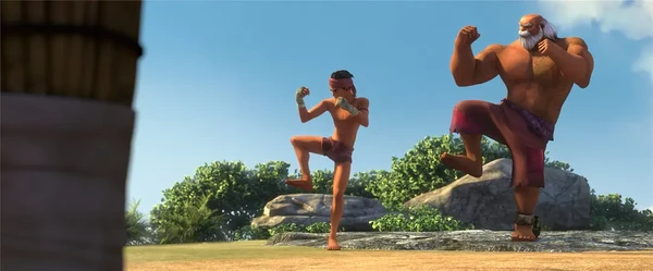 Two characters train in "Legend of Thai Boxing 9: Satria".